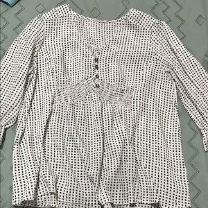 Women's Black and White Polka Dot Top